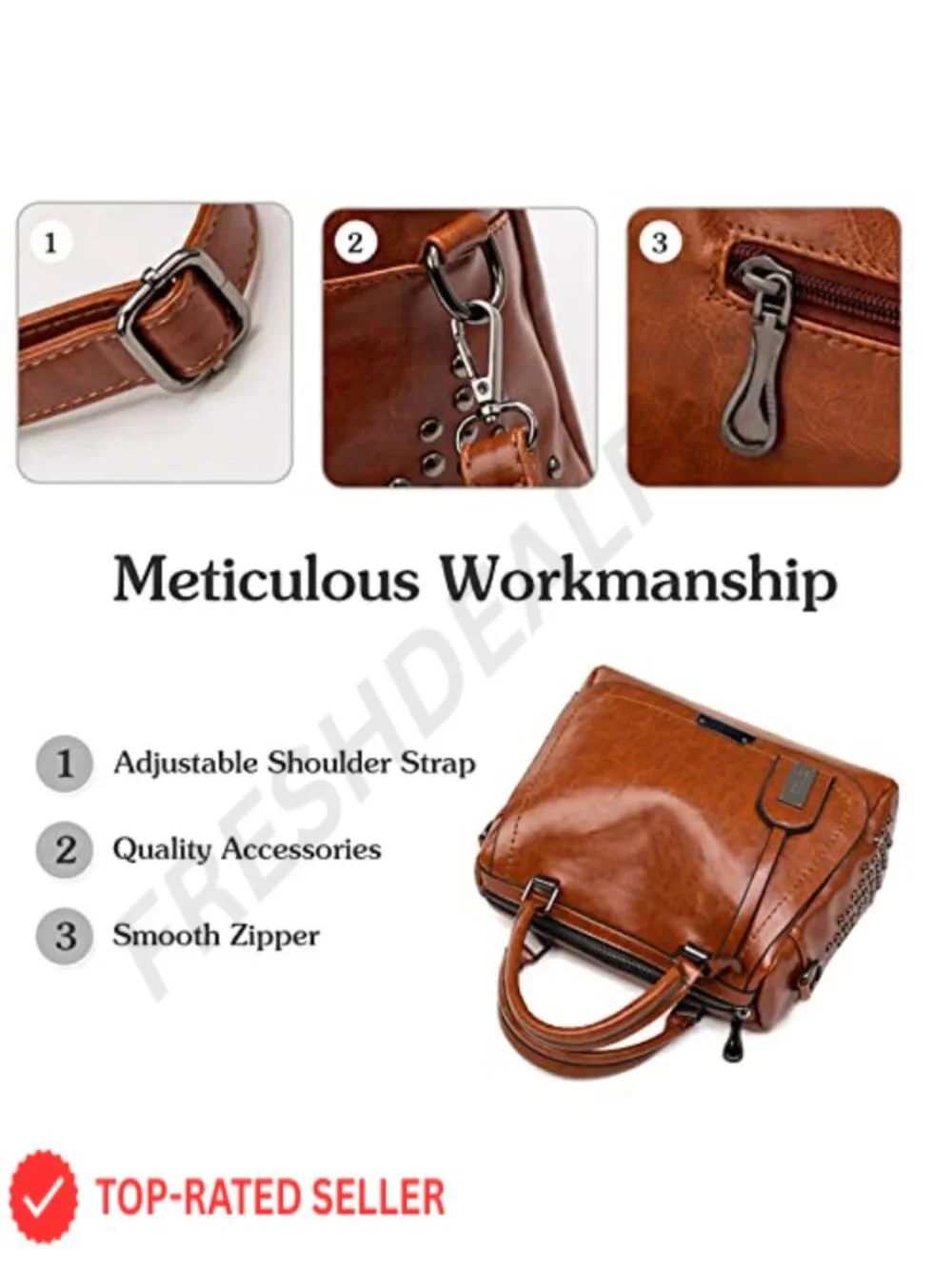 Retro PU Leather Satchel Crossbody Bag Women's Top Handle Shoulder Bag Work